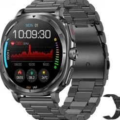 iMosi ET492 Smart Watch 1.43 inch Smartwatch Fitness Running Watch Bluetooth ECG+PPG Temperature Monitoring Pedometer Compatible with Android iOS Women Men Hands-Free Calls Waterproof Media Control