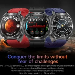 iMosi ET492 Smart Watch 1.43 inch Smartwatch Fitness Running Watch Bluetooth ECG+PPG Temperature Monitoring Pedometer Compatible with Android iOS Women Men Hands-Free Calls Waterproof Media Control