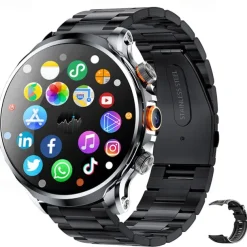 iMosi H18 Smart Watch 1.95 inch Smartwatch Fitness Running 4G Watch Pedometer Call Reminder Heart Rate Monitor Compatible with Smartphone Men GPS Long Standby Hands-Free Calls IP 67 52mm