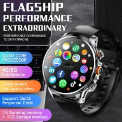 iMosi H18 Smart Watch 1.95 inch Smartwatch Fitness Running 4G Watch Pedometer Call Reminder Heart Rate Monitor Compatible with Smartphone Men GPS Long Standby Hands-Free Calls IP 67 52mm