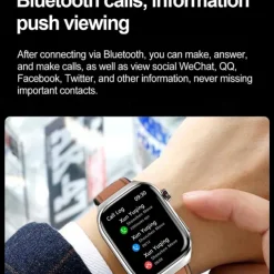 iMosi TK16 Smart Watch 2.04 inch Smartwatch Fitness Running Watch Bluetooth ECG+PPG Temperature Monitoring Pedometer Compatible with Android iOS Women Men Long Standby Hands-Free Calls Waterproof IP68