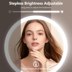 8-in 20cm Illuminated Makeup Mirror Light Magnifying 10x with Three Tone Light and Adjustable Height Suitable for Office desks Rechargeable 360 Rotating Double-sided LED Makeup Mirror