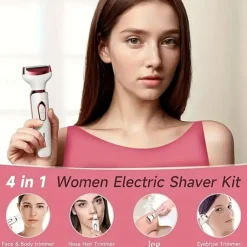 4-In-1 Cordless Electric Razor Rechargeable Portable Trimmer Set Painless Full Body Razor Eyebrow Nose Face Bikini Leg And Armpit Shaving Set