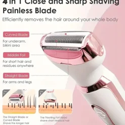 4-In-1 Cordless Electric Razor Rechargeable Portable Trimmer Set Painless Full Body Razor Eyebrow Nose Face Bikini Leg And Armpit Shaving Set