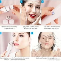 4-in-1 Electric Facial Cleansing Brush Facial Massager Facial Kit Set Face Wash Brush Facial Machine Exfoliating Brush And Face Massager Skin SPA Kit Waterproof Blackhead Acne Removal Pore Clean