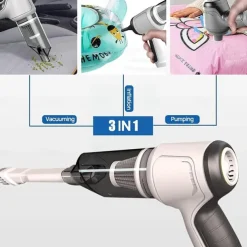 3-in-1 Handheld Vacuum Cleaner Battery, Wireless Mini Handheld Vacuum Cleaner, Portable Car Vacuum Cleaner Wet and Dry with Washable Filter, Powerful Handheld Vacuum Cleaner for Car, Office