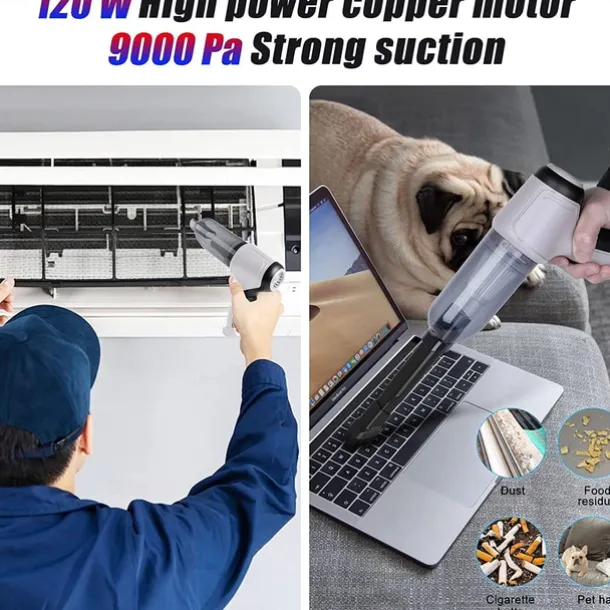 3-in-1 Handheld Vacuum Cleaner Battery, Wireless Mini Handheld Vacuum Cleaner, Portable Car Vacuum Cleaner Wet and Dry with Washable Filter, Powerful Handheld Vacuum Cleaner for Car, Office