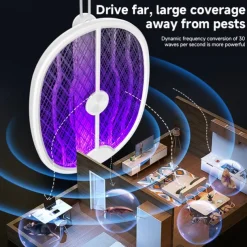 3-in-1 Household Electric Mosquito Swatter – Folding Rechargeable Mosquito Lamp with Rodent Repeller and Fly Trap