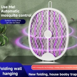 3-in-1 Household Electric Mosquito Swatter – Folding Rechargeable Mosquito Lamp with Rodent Repeller and Fly Trap