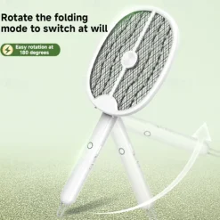 3-in-1 Household Electric Mosquito Swatter – Folding Rechargeable Mosquito Lamp with Rodent Repeller and Fly Trap