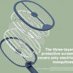 3-in-1 Household Electric Mosquito Swatter – Folding Rechargeable Mosquito Lamp with Rodent Repeller and Fly Trap