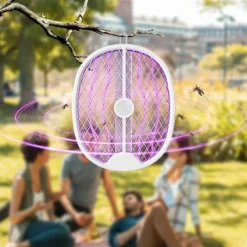 3-in-1 Household Electric Mosquito Swatter – Folding Rechargeable Mosquito Lamp with Rodent Repeller and Fly Trap