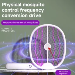 3-in-1 Household Electric Mosquito Swatter – Folding Rechargeable Mosquito Lamp with Rodent Repeller and Fly Trap