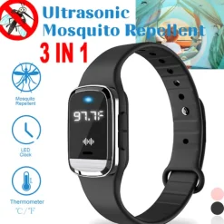 3-in-1 Intelligent Mosquito Repellent Watch – Ultrasonic Bracelet with Pedometer, Smart Anti-Mosquito Function for Indoor and Outdoor Use