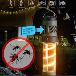 3-in-1 Outdoor Mosquito Repellent Light with Flashlight & Camping Lantern, Long Battery Life Mosquito Repellent Light with Warm Light Atmosphere Outdoor Camping Light