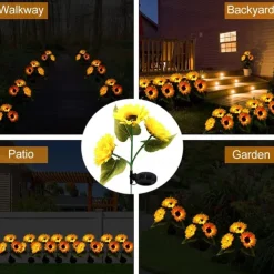 3-in-1 Sunflower Lights Solar Outdoor LED Courtyard Park Decoration Sunflower Ground Insertion Atmosphere Light Lawn Imitation Floor Lamp Lawn Lamp
