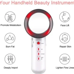 3-IN-1 Ultrasonic Cavitation Machine EMS Fat Burner Infrared Therapy Body Slimming Massager Cellulite Weight Loss Skin Tighten Handheld Beauty Cellulite Massager Device for Belly Waist Arm Leg Hip