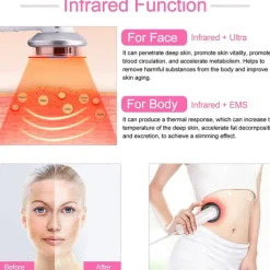 3-IN-1 Ultrasonic Cavitation Machine EMS Fat Burner Infrared Therapy Body Slimming Massager Cellulite Weight Loss Skin Tighten Handheld Beauty Cellulite Massager Device for Belly Waist Arm Leg Hip