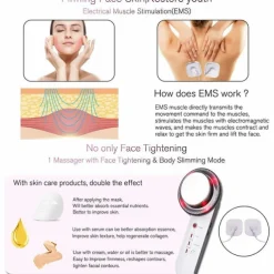 3-IN-1 Ultrasonic Cavitation Machine EMS Fat Burner Infrared Therapy Body Slimming Massager Cellulite Weight Loss Skin Tighten Handheld Beauty Cellulite Massager Device for Belly Waist Arm Leg Hip