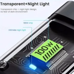 3-in-1 100W Fast Charging Cable Smart Super Fast Charging Support Multi-Interface Charging USB Visual Power Charging Cable Compatible With Apple Samsung OPPO Car Fast Charging Cable