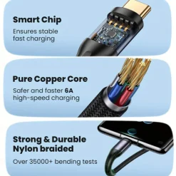 3-in-1 100W Fast Charging Cable Smart Super Fast Charging Support Multi-Interface Charging USB Visual Power Charging Cable Compatible With Apple Samsung OPPO Car Fast Charging Cable