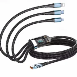 3-in-1 100W Fast Charging Cable Smart Super Fast Charging Support Multi-Interface Charging USB Visual Power Charging Cable Compatible With Apple Samsung OPPO Car Fast Charging Cable
