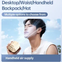 2-in-1 Waist Clip & Desktop Cooling Fan | Foldable Handheld Design | Ice Cool Breeze, Quiet & Portable for Summer Use