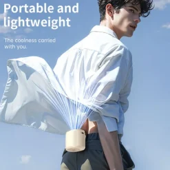 2-in-1 Waist Clip & Desktop Cooling Fan | Foldable Handheld Design | Ice Cool Breeze, Quiet & Portable for Summer Use