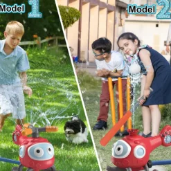 2-in-1 Water Sprinkler Baseball Helicopter Toy for Kids Outdoor Play Attaches to Garden Hose Summer Outside Toys Lawn Backyard Game Pool Party for Kids Boys Girls Gift