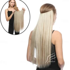 24inch 50grams 100grams Synthetic Hair Extension Gradual Color Brown Gray Blonde String Halo Hairpieces Extensions