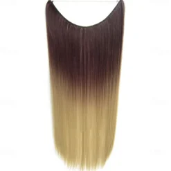 24inch 50grams 100grams Synthetic Hair Extension Gradual Color Brown Gray Blonde String Halo Hairpieces Extensions