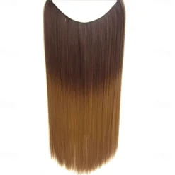 24inch 50grams 100grams Synthetic Hair Extension Gradual Color Brown Gray Blonde String Halo Hairpieces Extensions