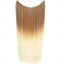24inch 50grams 100grams Synthetic Hair Extension Gradual Color Brown Gray Blonde String Halo Hairpieces Extensions