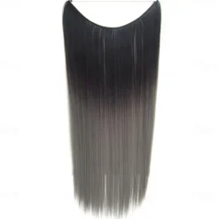 24inch 50grams 100grams Synthetic Hair Extension Gradual Color Brown Gray Blonde String Halo Hairpieces Extensions