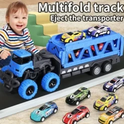 30.71inch Length Deformed Track Toy Car With 6pcs Alloy CarsHalloween And Festival Gift For Boys And Girls