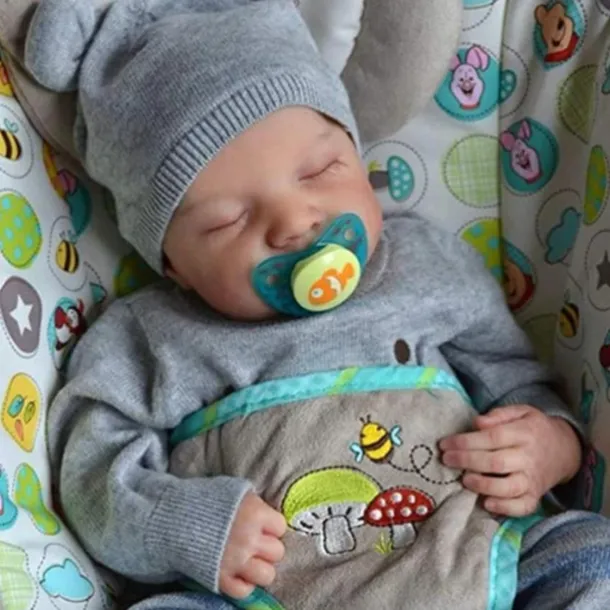 19inch Reborn Doll Baby 100% Hand Paint Doll Finished Completed Doll Same As picture Levi with Genesis Paint Rooted Eyelashes 3D Skin (50CM)