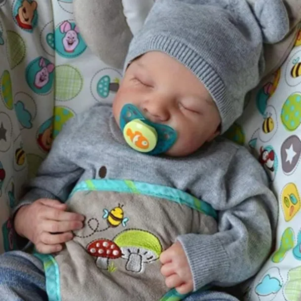 19inch Reborn Doll Baby 100% Hand Paint Doll Finished Completed Doll Same As picture Levi with Genesis Paint Rooted Eyelashes 3D Skin (50CM)