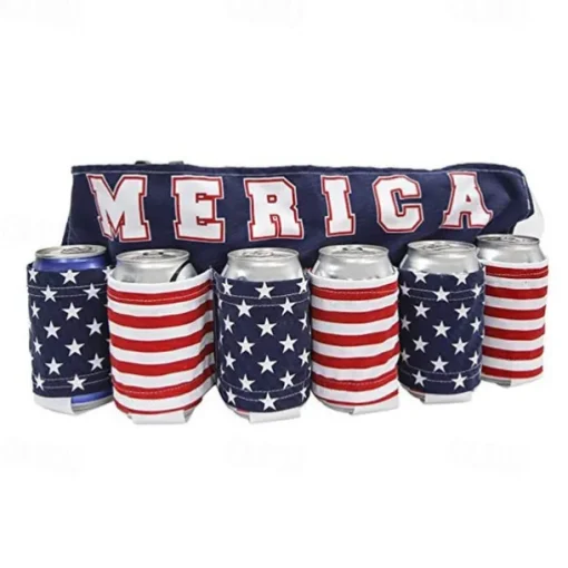 Independence Day Beer Belt, KEEP AMERICA DRUNK Beverage Beer Belt, Stripes And Stars Pattern USA Americana Patriotic Beer Belt, 4th Of July Party Decor, Summer Party Outdoor Decorations, Outdoor Party Favors