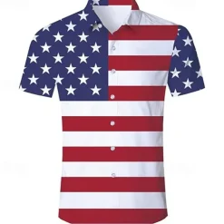 Independence Day July 4 USA Flag Manga Hawaii Shirts Back To School 3D USA Flag Harajuku Graphic Kawaii For Men's Adults' Masquerade 4th of July Back To School 3D Print Festival