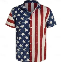 Independence Day July 4 USA Flag Manga Hawaii Shirts Back To School 3D USA Flag Harajuku Graphic Kawaii For Men's Adults' Masquerade 4th of July Back To School 3D Print Festival