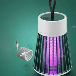 Indoor & Outdoor Electric Mosquito Killer – Portable Purple LED Light Trap with Suction and Electric Shock for Camping and Home