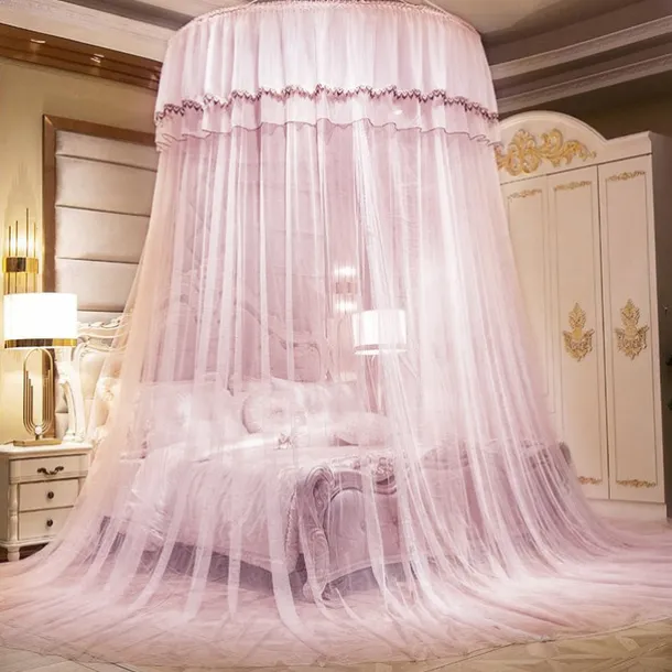 Indoor Bed Canopy Mosquito Net with Double-layer Luxury Top Easy Installation,suitable for couples family