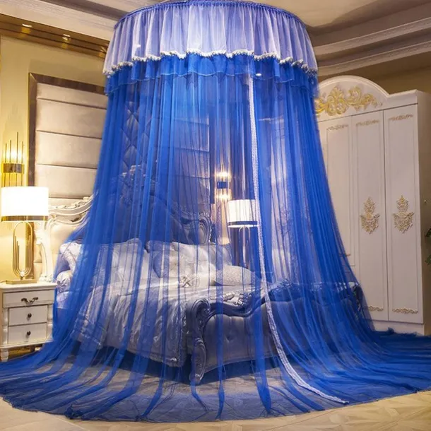 Indoor Bed Canopy Mosquito Net with Double-layer Luxury Top Easy Installation,suitable for couples family