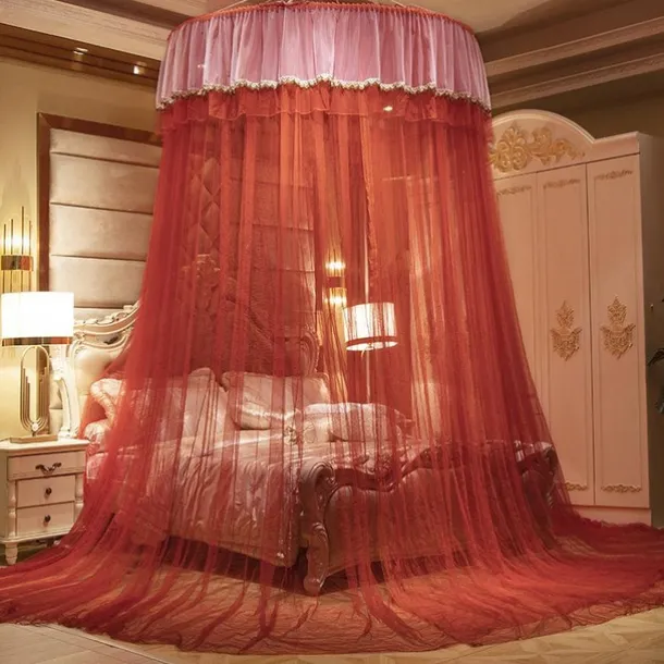 Indoor Bed Canopy Mosquito Net with Double-layer Luxury Top Easy Installation,suitable for couples family