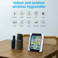 Indoor Outdoor Thermometer Wireless Digital Hygrometer Thermostat Temperature & Humidity Monitor with Touchscreen LCD Backlight