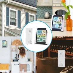 Indoor Outdoor Thermometer Wireless Digital Hygrometer Thermostat Temperature & Humidity Monitor with Touchscreen LCD Backlight