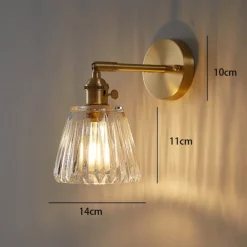Indoor Single Head E27 Glass Wall Fixture Brass Recessed Sconces Glass Lampshade Decoration 110-240V