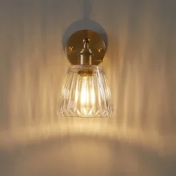 Indoor Single Head E27 Glass Wall Fixture Brass Recessed Sconces Glass Lampshade Decoration 110-240V