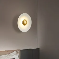 Indoor Wall Light LED Copper Circle Design Living Room Bedroom Metal Wall Lights 3000K E26 Wall Light Fixtures for Bedroom Bathroom