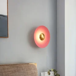 Indoor Wall Light LED Copper Circle Design Living Room Bedroom Metal Wall Lights 3000K E26 Wall Light Fixtures for Bedroom Bathroom